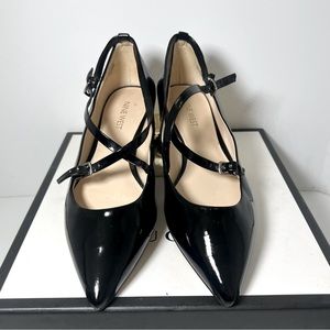 Nine West Black Flats with Straps Sz 7.5